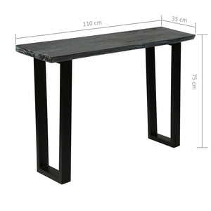Konsolentisch Mindi-Holz Massiv 110 x 35 x 75 cm Grau