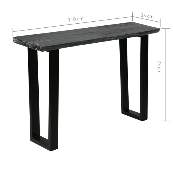 Konsolentisch Mindi-Holz Massiv 110 x 35 x 75 cm Grau