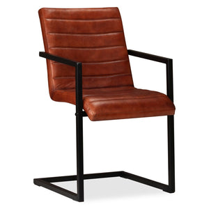 vidaXL Dining Chairs 2 pcs Brown Real Leather