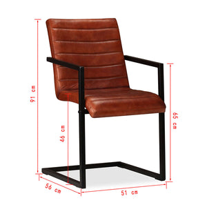 vidaXL Dining Chairs 2 pcs Brown Real Leather