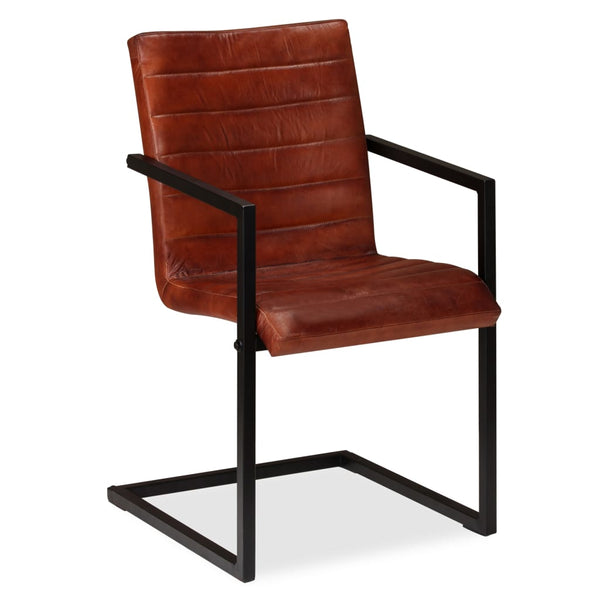 vidaXL Dining Chairs 2 pcs Brown Real Leather