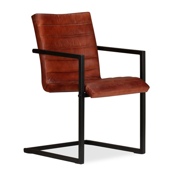 vidaXL Dining Chairs 2 pcs Brown Real Leather