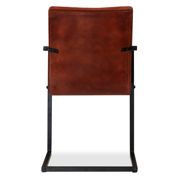 vidaXL Dining Chairs 2 pcs Brown Real Leather