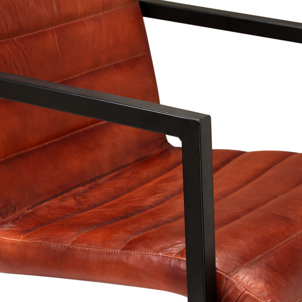 vidaXL Dining Chairs 2 pcs Brown Real Leather