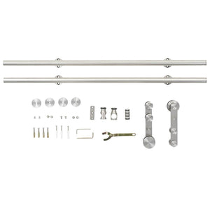 Schiebetür-Beschlagsatz 183 cm Edelstahl Silbern