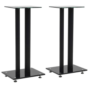 Lautsprecherständer Schwarz Hartglas Doppelsäule 2er Set