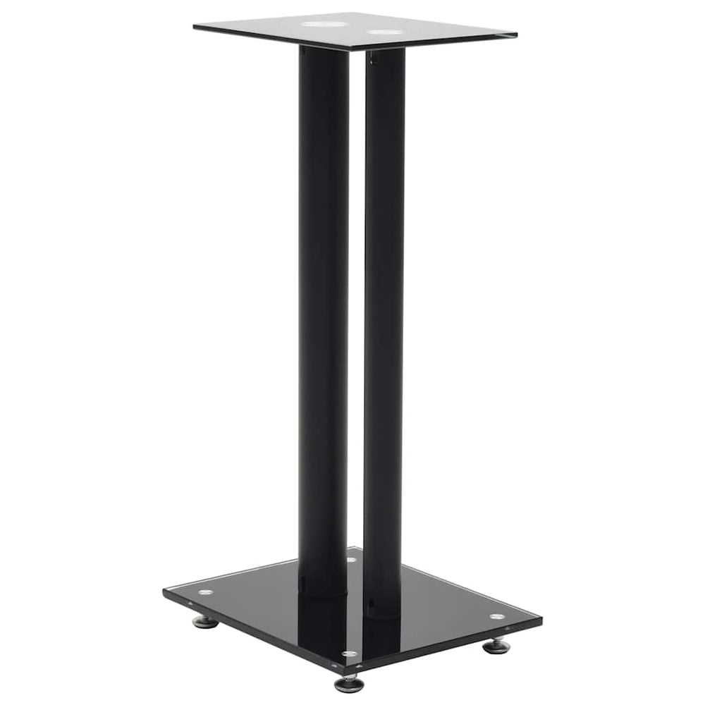 Lautsprecherständer Schwarz Hartglas Doppelsäule 2er Set