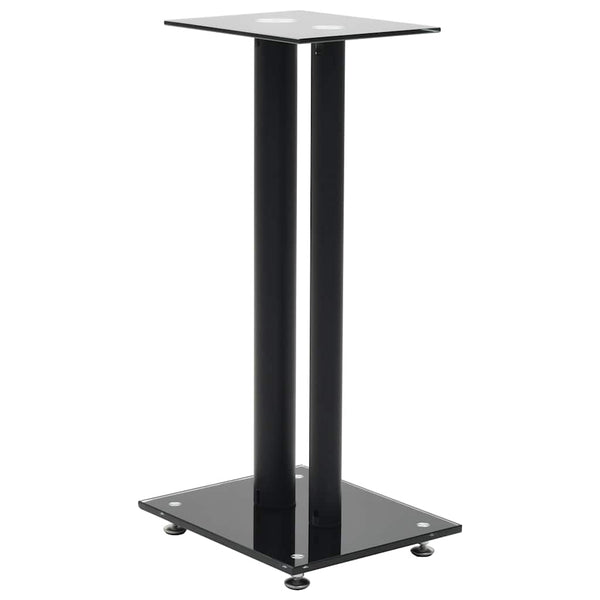 Lautsprecherständer Schwarz Hartglas Doppelsäule 2er Set
