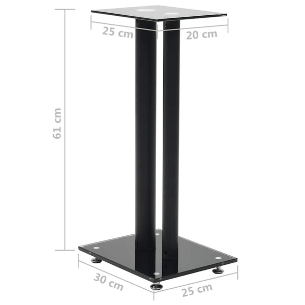Lautsprecherständer Schwarz Hartglas Doppelsäule 2er Set