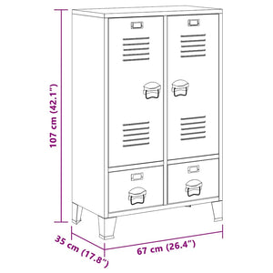 Kleiderschrank Metall Industrie-Stil 67 x 35 x 107 cm Schwarz