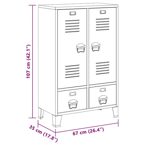 Kleiderschrank Metall Industrie-Stil 67 x 35 x 107 cm Schwarz