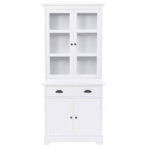Vitrinenschrank mit 4 Türen MDF und Kiefernholz 80x40x180 cm