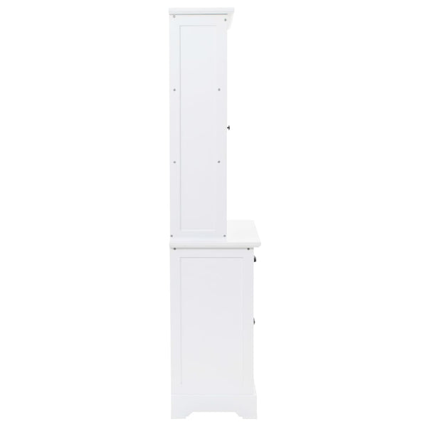 Vitrinenschrank mit 4 Türen MDF und Kiefernholz 80x40x180 cm
