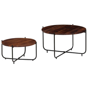 2-tlg. Couchtisch-Set Massivholz Akazie 60x35 cm