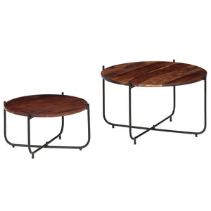 2-tlg. Couchtisch-Set Massivholz Akazie 60x35 cm