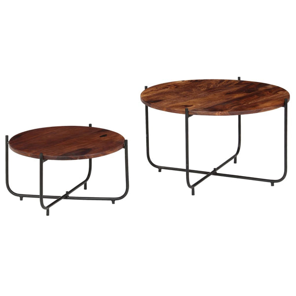 2-tlg. Couchtisch-Set Massivholz Akazie 60x35 cm