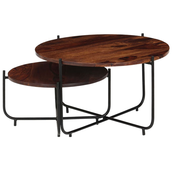 2-tlg. Couchtisch-Set Massivholz Akazie 60x35 cm
