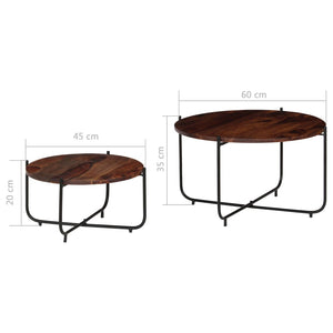 2-tlg. Couchtisch-Set Massivholz Akazie 60x35 cm
