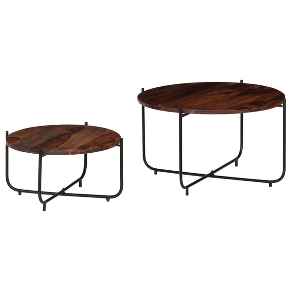2-tlg. Couchtisch-Set Massivholz Akazie 60x35 cm