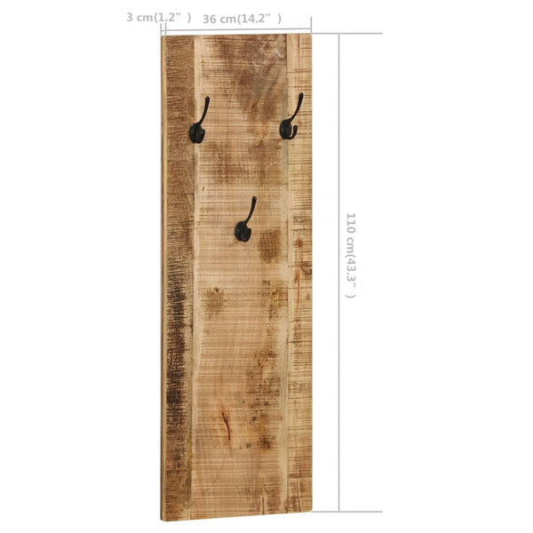Wandgarderobe 2 Stk. Mangoholz Massiv 36x110x3 cm