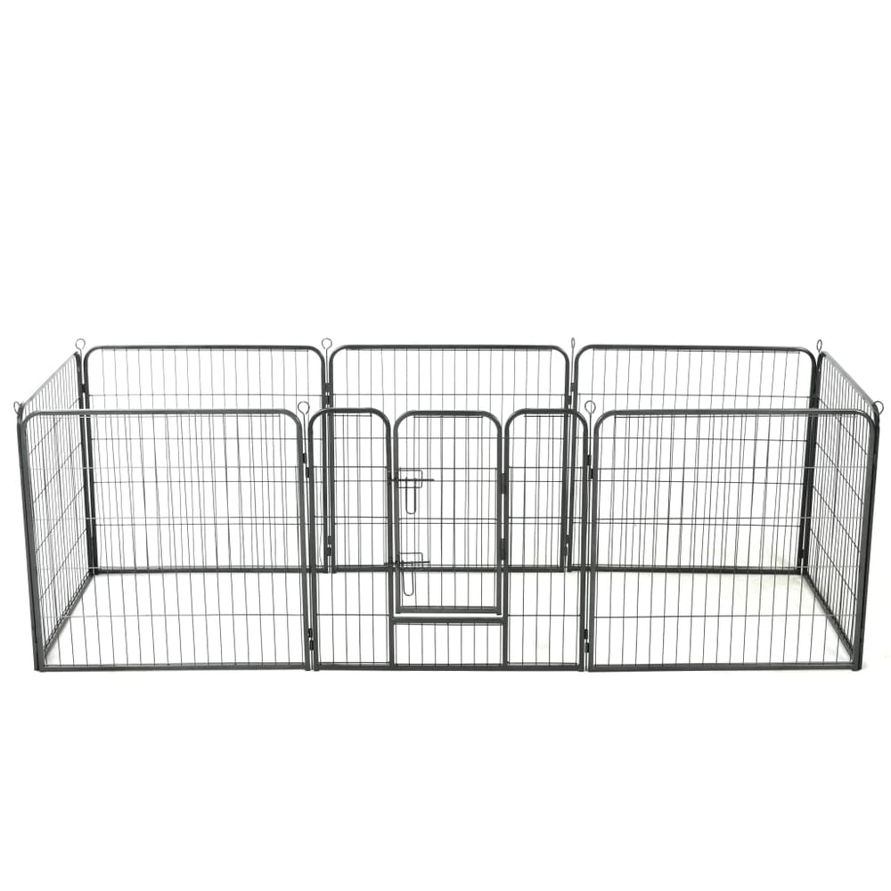 Hunde-Laufgitter 8 Paneele Stahl 80 x 80 cm Schwarz