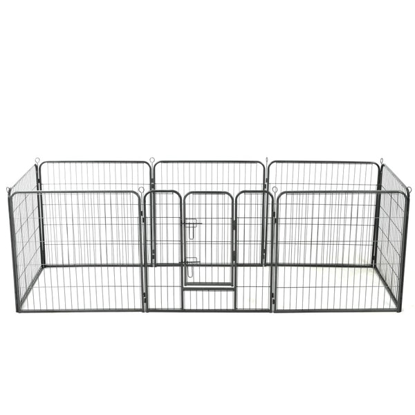 Hunde-Laufgitter 8 Paneele Stahl 80 x 80 cm Schwarz
