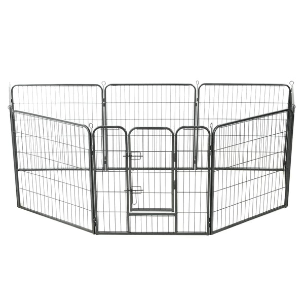 Hunde-Laufgitter 8 Paneele Stahl 80 x 80 cm Schwarz