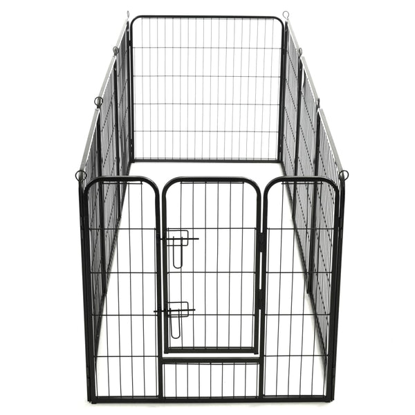 Hunde-Laufgitter 8 Paneele Stahl 80 x 80 cm Schwarz