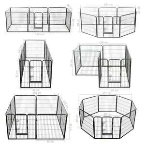 Hunde-Laufgitter 8 Paneele Stahl 80 x 80 cm Schwarz