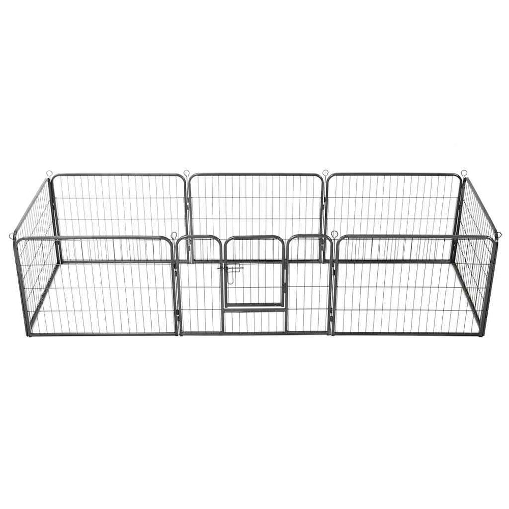 Hunde-Laufgitter 8 Paneele Stahl 60 x 80 cm Schwarz
