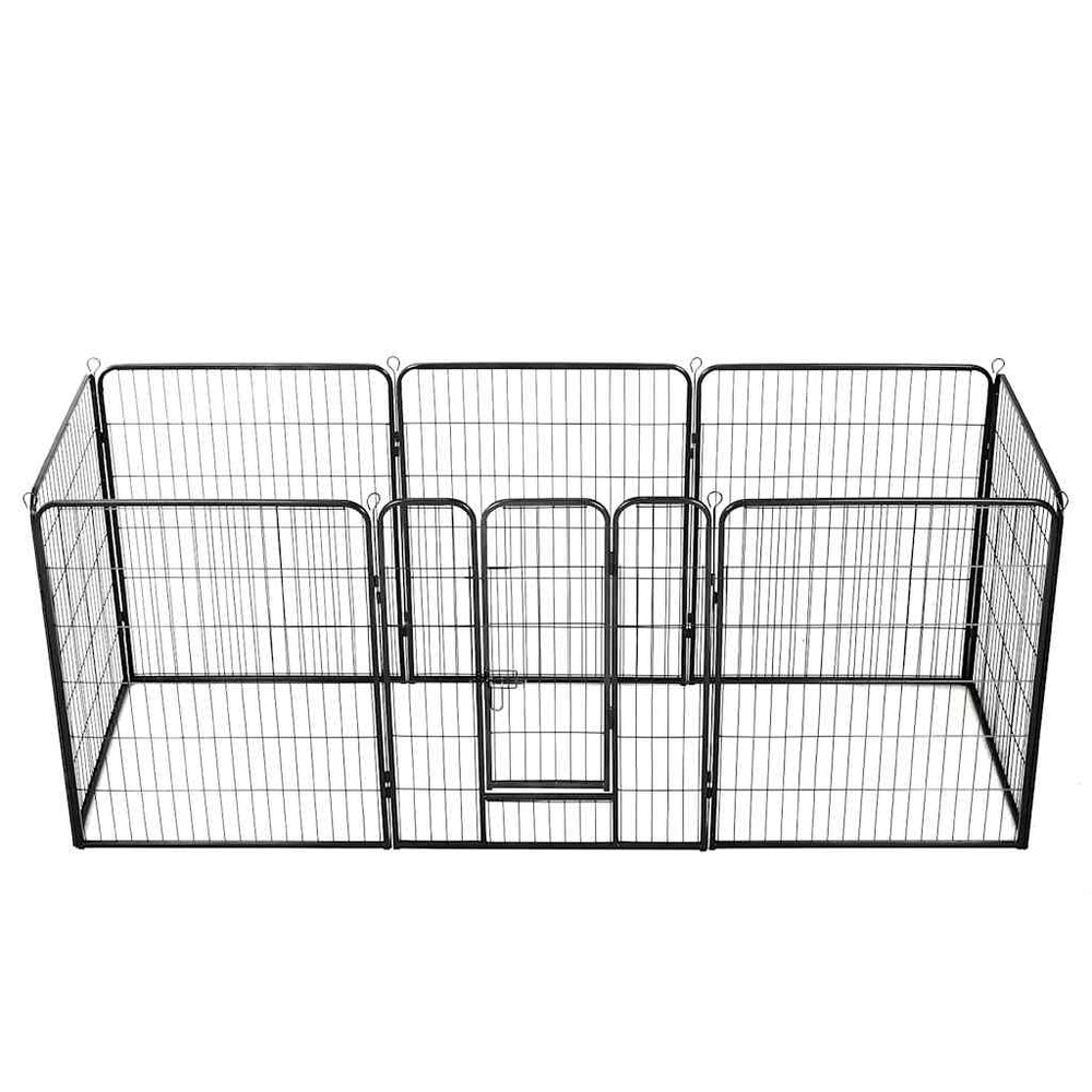 Hunde-Laufgitter 8 Paneele Stahl 80 x 100 cm Schwarz