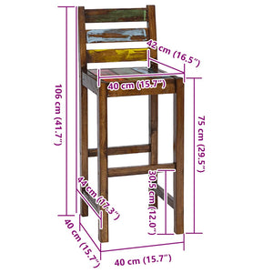 vidaXL Tabourets de bar 2 pcs. Bois de récupération