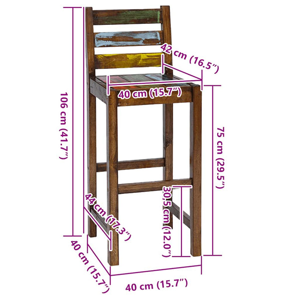 vidaXL Tabourets de bar 2 pcs. Bois de récupération