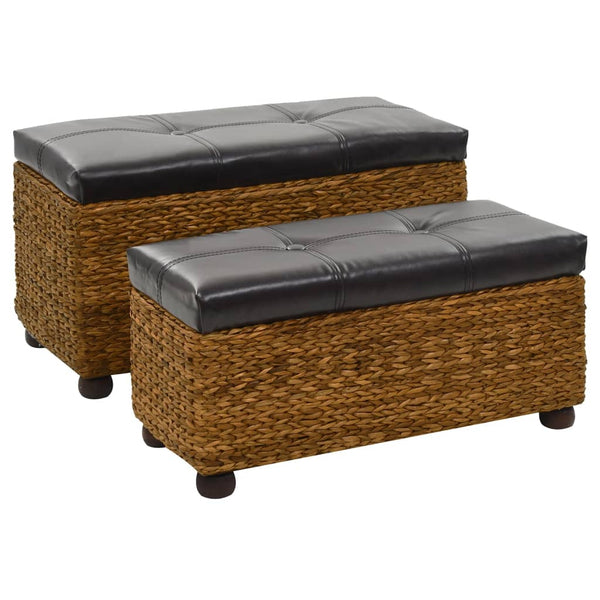 vidaXL Ensemble de 2 bancs en jonc de mer marron