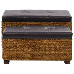 vidaXL Ensemble de 2 bancs en jonc de mer marron