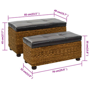 vidaXL Ensemble de 2 bancs en jonc de mer marron