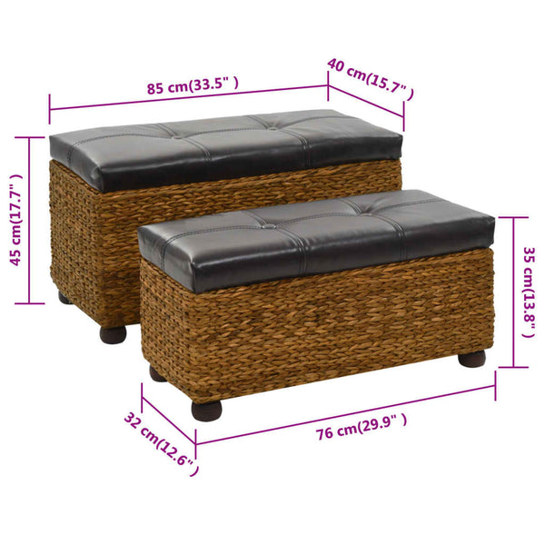 vidaXL Ensemble de 2 bancs en jonc de mer marron