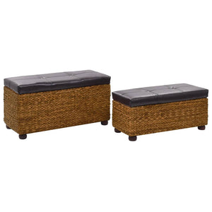 vidaXL Ensemble de 2 bancs en jonc de mer marron
