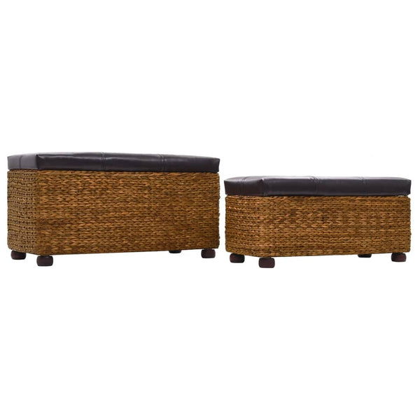 vidaXL Ensemble de 2 bancs en jonc de mer marron