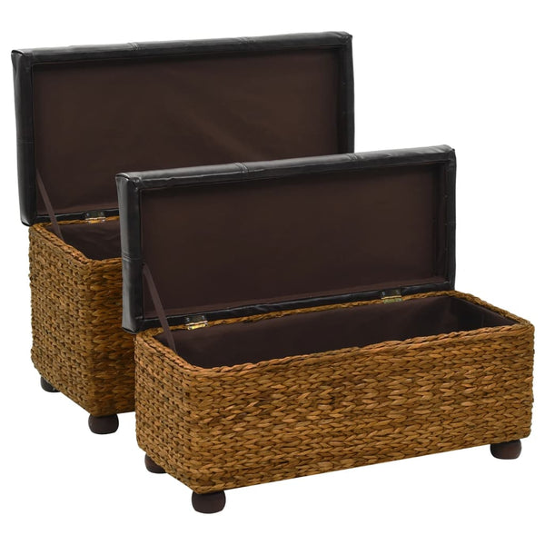 vidaXL Ensemble de 2 bancs en jonc de mer marron