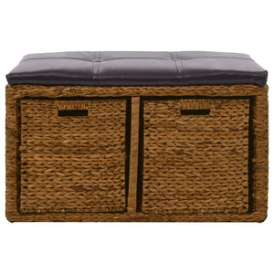 Sitzbank mit 2 Körben Seegras 71×40×42 cm Braun