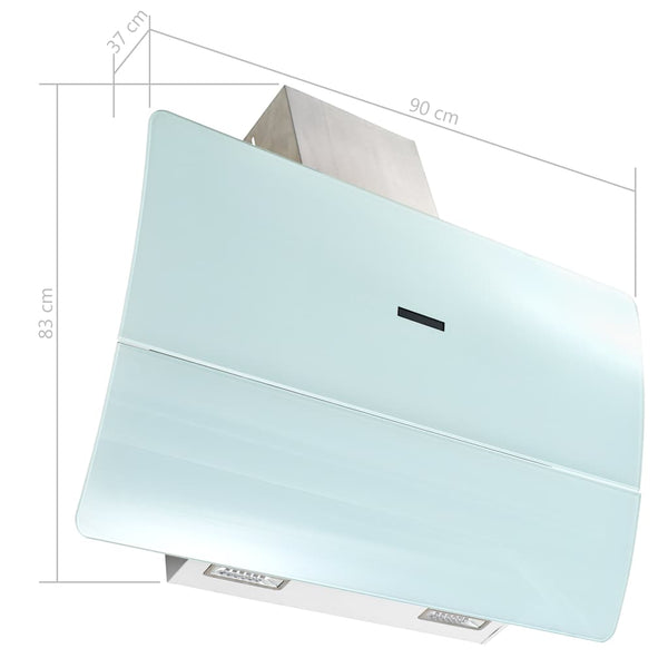 Wandmontierte Dunstabzugshaube, 90 cm, Weiß
