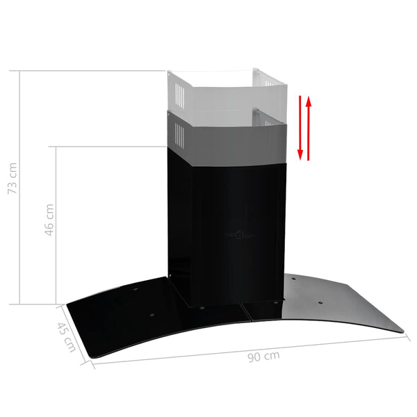 Wandmontage Dunstabzugshaube Edelstahl 90cm Schwarz