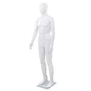 Männliche Schaufensterpuppe mit Glassockel Weiß 185 cm