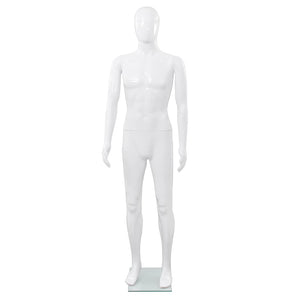 Männliche Schaufensterpuppe mit Glassockel Weiß 185 cm