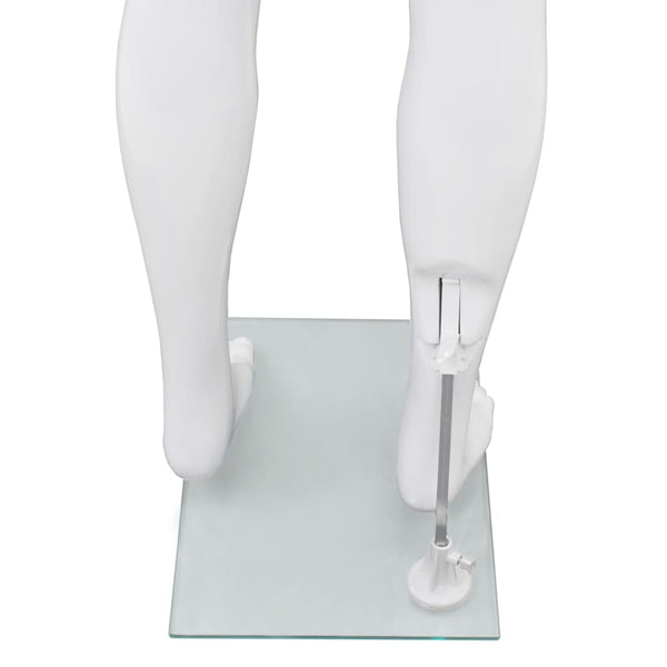 Männliche Schaufensterpuppe mit Glassockel Weiß 185 cm