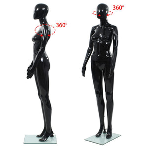 Weibliche Schaufensterpuppe mit Glassockel Schwarz 175 cm