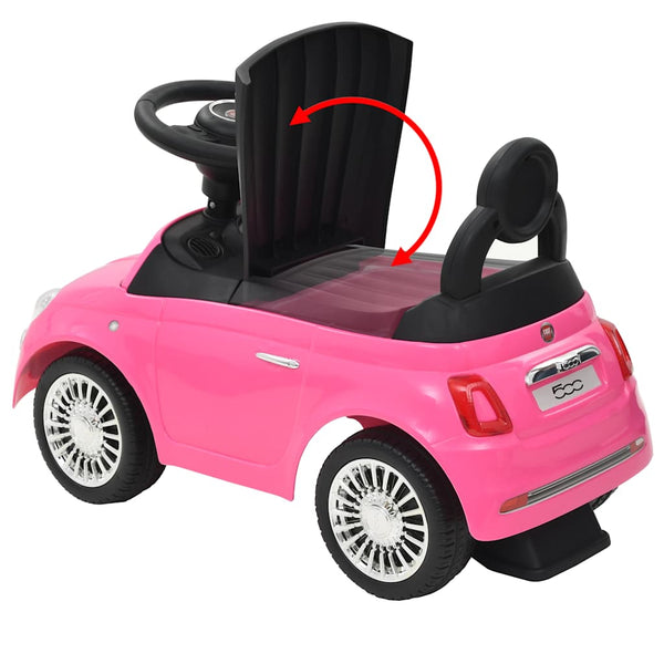 Rosa Fiat 500 Kinder-Aufsitzauto