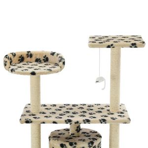 Katzen-Kratzbaum Sisal 95 cm Beige Pfoten-Aufdruck