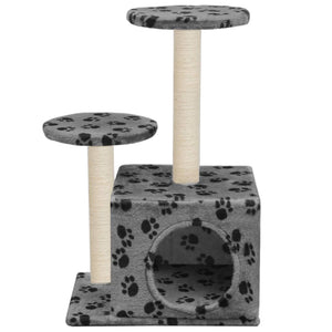 vidaXL Arbre à chat avec poteau à griffer en sisal 60 cm gris motif patte